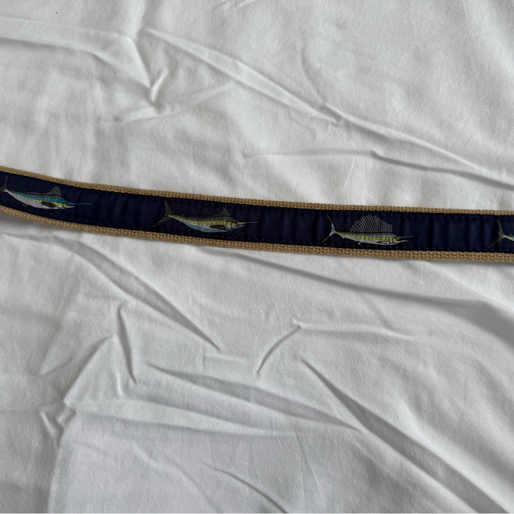 Navy Fish Pattern Belt 32